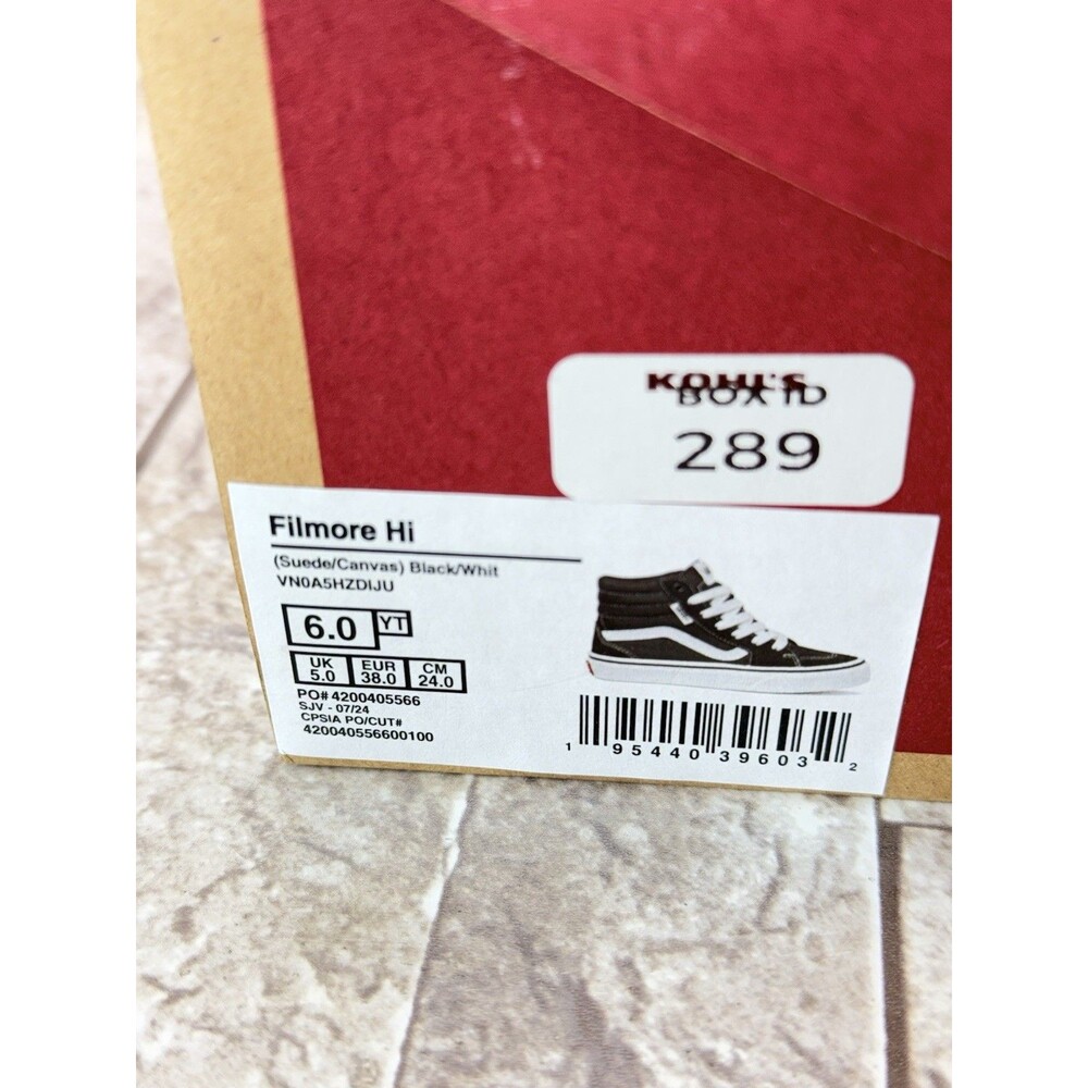 VANS Filmore Hi Teens High Top Suede Shoes Black White Size US 6 - Picture 11 of 11